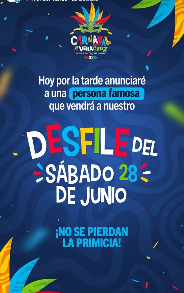 Alcaldesa de Veracruz dará a conocer a famoso que participará en el Desfile de Carnaval