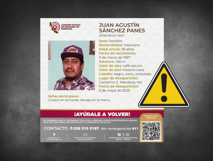 ¿Lo has visto?: Juan, de 28 años, está desaparecido en Camerino Mendoza
