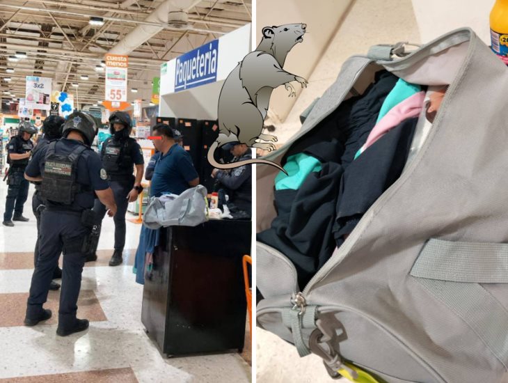 ¡Lo cacharon! hombre fue sorprendido robando en súper de Martínez