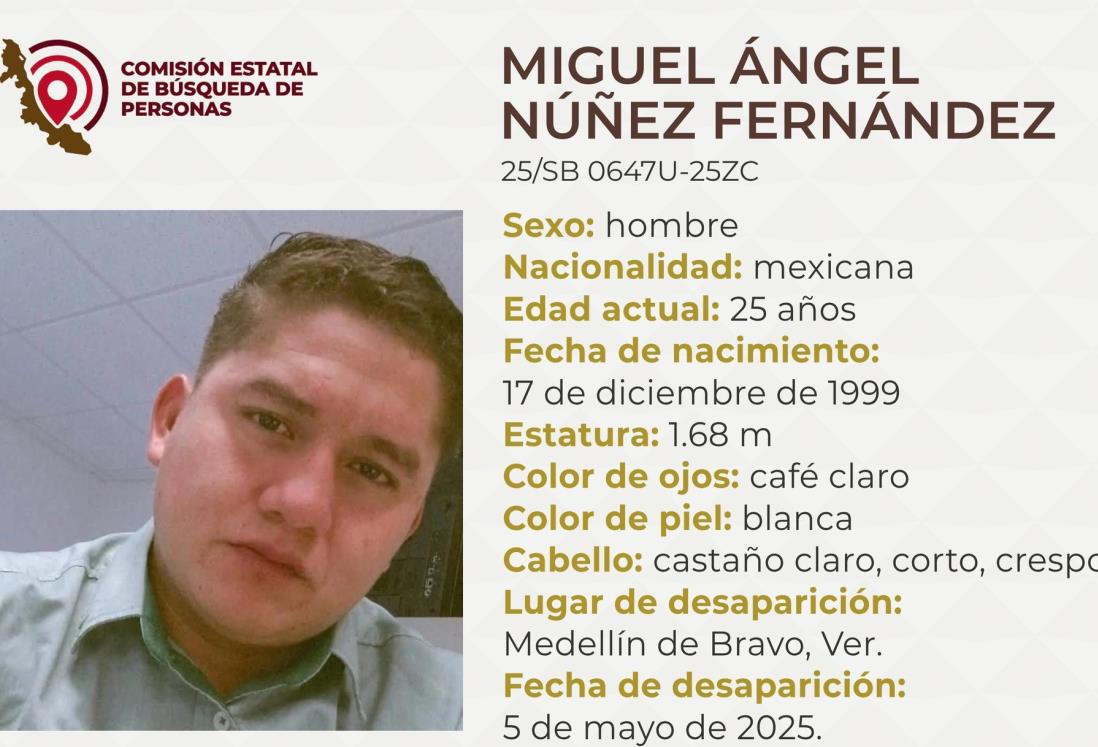 Desaparece el joven Miguel Ángel Núñez en Medellín de Bravo