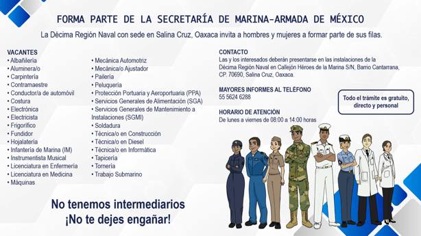 Secretaría de Marina abre vacantes para Salina Cruz: aquí los requisitos