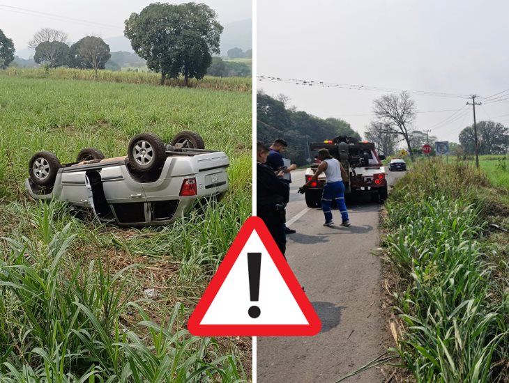 Se registra accidente en la carretera Córdoba-La Tinaja; camioneta queda volcada