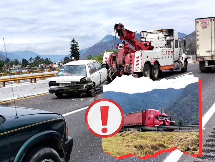 Auto y tráiler se dan encontronazo en la autopista Orizaba-Puebla