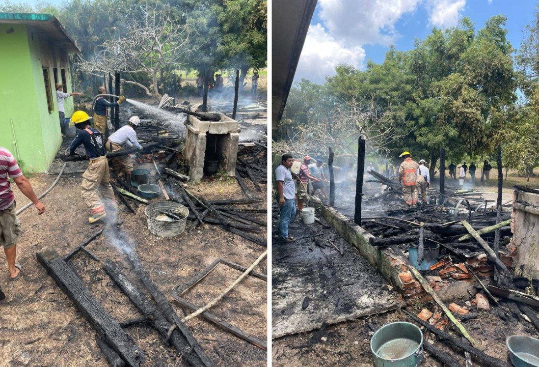 Incendio consume vivienda en Tlalixcoyan; cocina de madera sería el origen del fuego
