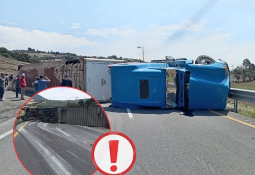 Se registra volcadura de tráiler en la autopista Orizaba-Puebla
