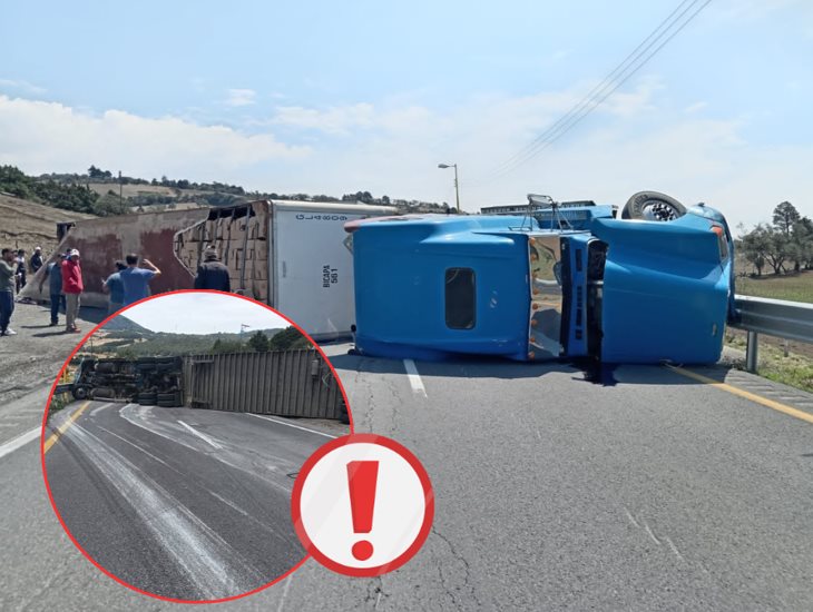 Se registra volcadura de tráiler en la autopista Orizaba-Puebla