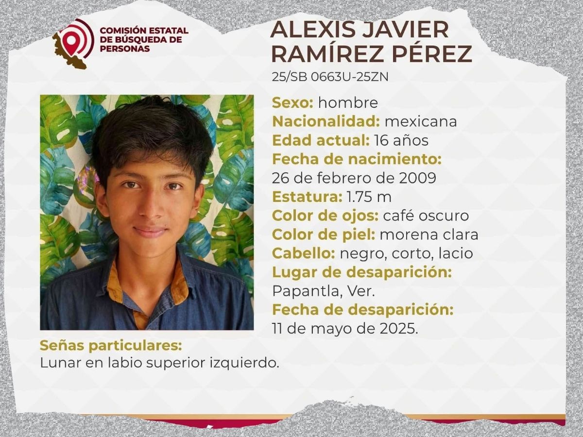 Desaparece menor  Alexis Javier Ramírez Pérez en Papantla