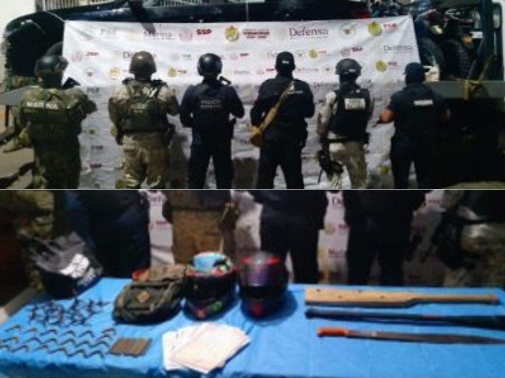 Armas, ponchallantas y hasta tabla de castigo; todo esto encontraron tras cateo en Cosolea