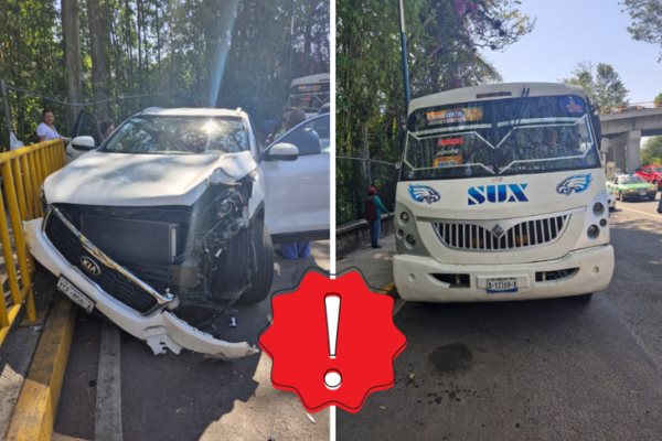 Choque entre camioneta y autobús en Paseo de Las Palmas en Xalapa, provoca caos vial