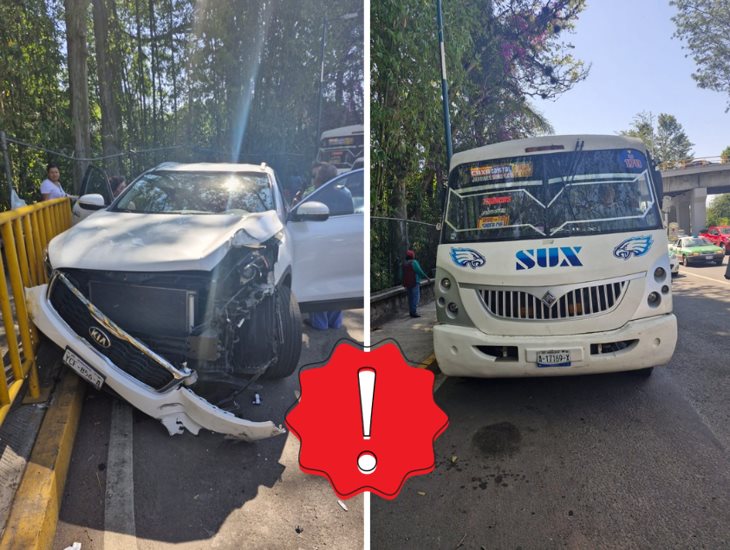 Choque entre camioneta y autobús en Paseo de Las Palmas en Xalapa, provoca caos vial