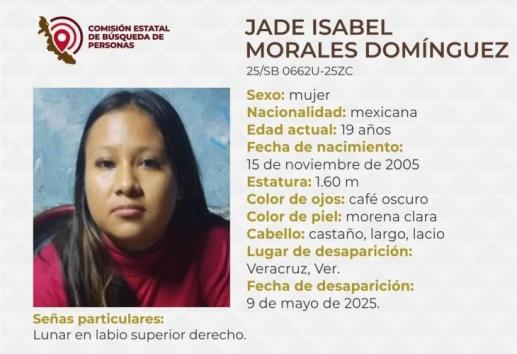 Buscan a Jade Isabel desaparecida en la ciudad de Veracruz