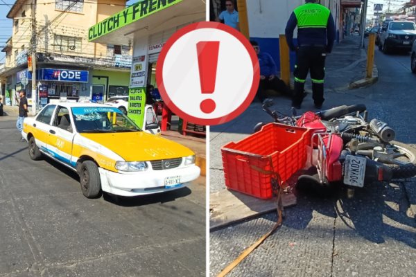 Se registra encontronazo entre moto y taxi en el centro de Córdoba 