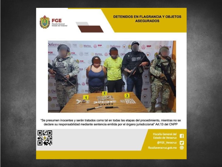 Tras cateo en Nautla, detienen a dos personas, aseguran droga y armas
