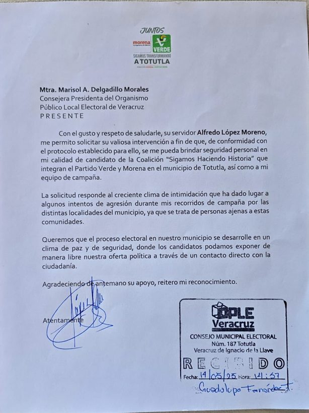 Uno más; candidato del PVEM en Totutla denuncia agresiones