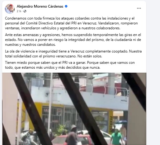 PRI suspende giras proselitistas en Veracruz tras ataque a su sede estatal