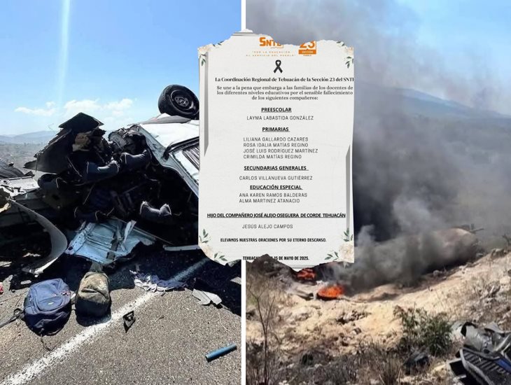 Nueve maestros entre las víctimas del fatal accidente en la Cuacnopalan-Oaxaca