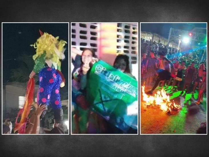 En Carnaval de Tamiahua, queman piñata que representaría a candidata del PVEM