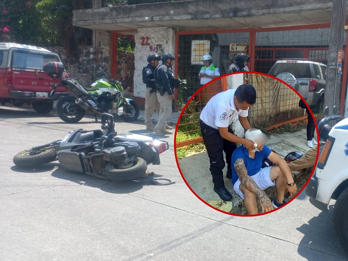 Ebrio motociclista se estampa contra auto estacionado en Xalapa