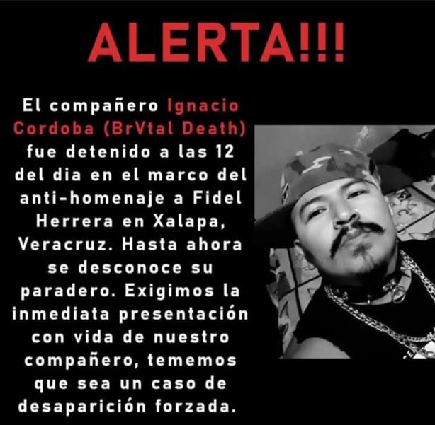 Denuncian desaparición del activista Bruthal Death tras protesta contra homenaje de Fidel Herrera
