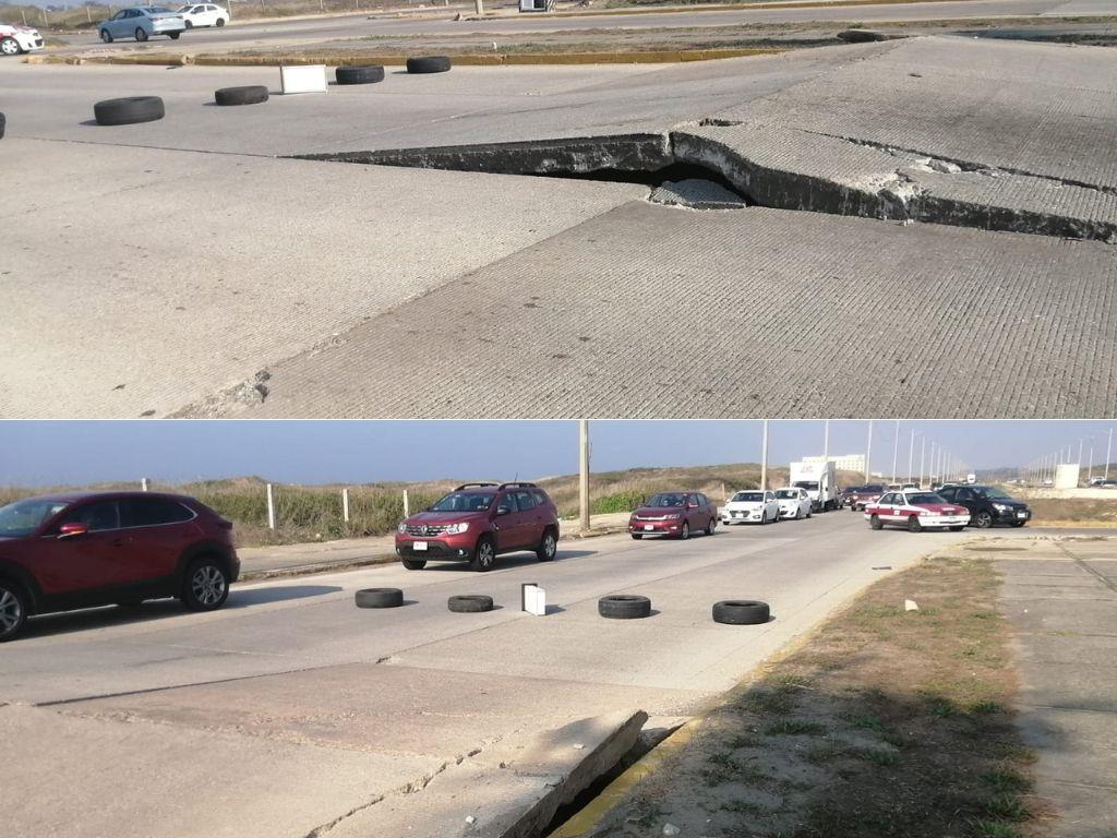 Brotan lozas en la octava etapa del Malecón de Coatzacoalcos, ¡maneje con cuidado! l VIDEO