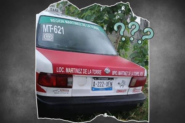 Hallan taxi abandonado en camino rural de Martínez de la Torre