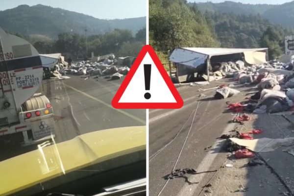 Se registra volcadura de tractocamión en la autopista Puebla-Orizaba