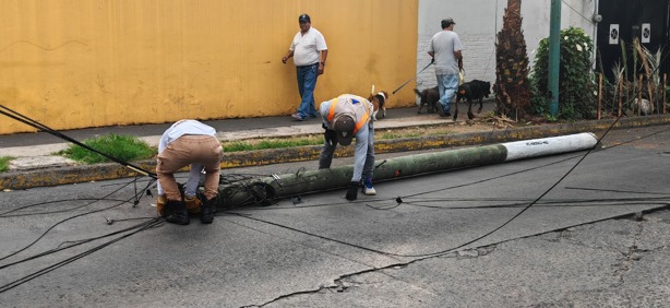Conductor derriba poste en la avenida Venustiano Carranza y huye en Xalapa