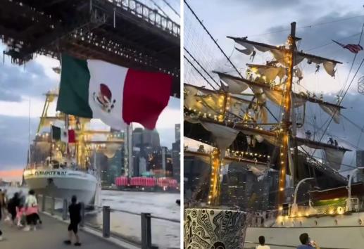Buque escuela Cuauhtémoc choca con el puente de Brooklyn; esto sabemos (+Video)