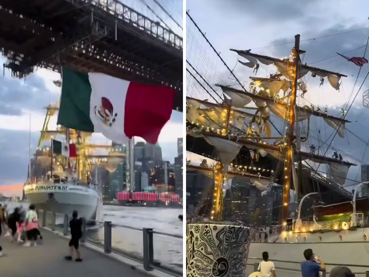 Buque escuela Cuauhtémoc choca con el puente de Brooklyn; esto sabemos (+Video)