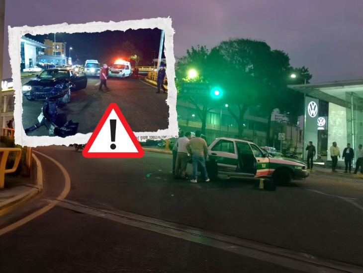 Encontronazo en la glorieta de la Araucaria en Xalapa, deja dos lesionados 