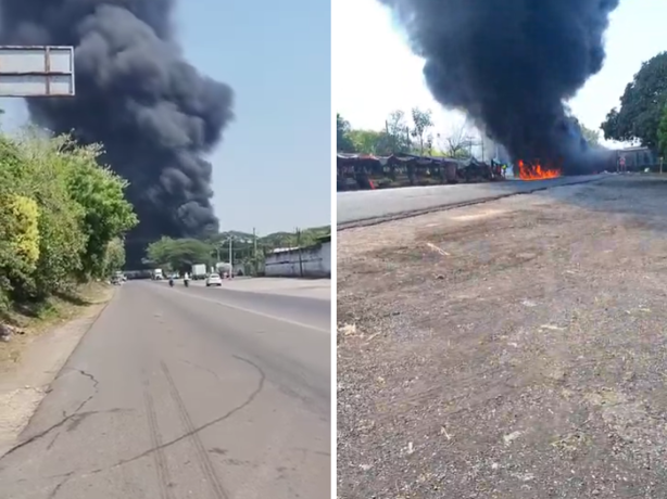 Se incendia pipa en Tres Valles tras ser arrollada por tren; hay 2 muertos y 4 lesionados