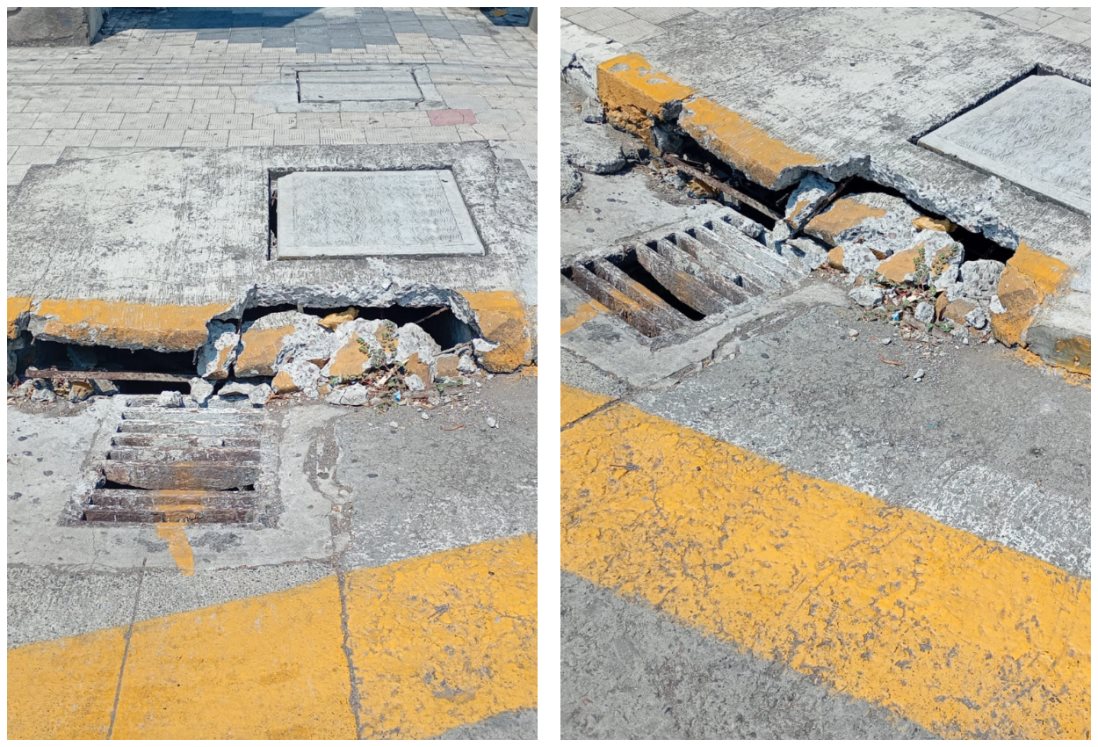 Alertan por banqueta rota sobre la avenida Xicoténcatl, en Veracruz