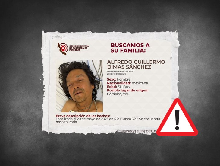 Buscan a familiares de Alfredo Guillermo; está hospitalizado en Río Blanco