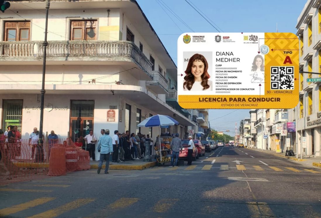 Conductores hacen largas filas para tramitar la licencia de conducir en Veracruz