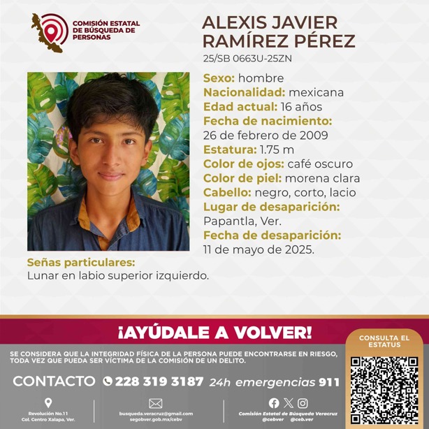 ¿Dónde está Alexis Javier Ramírez Pérez? En Papantla, buscan a adolescente de 16 años (+VIDEO)