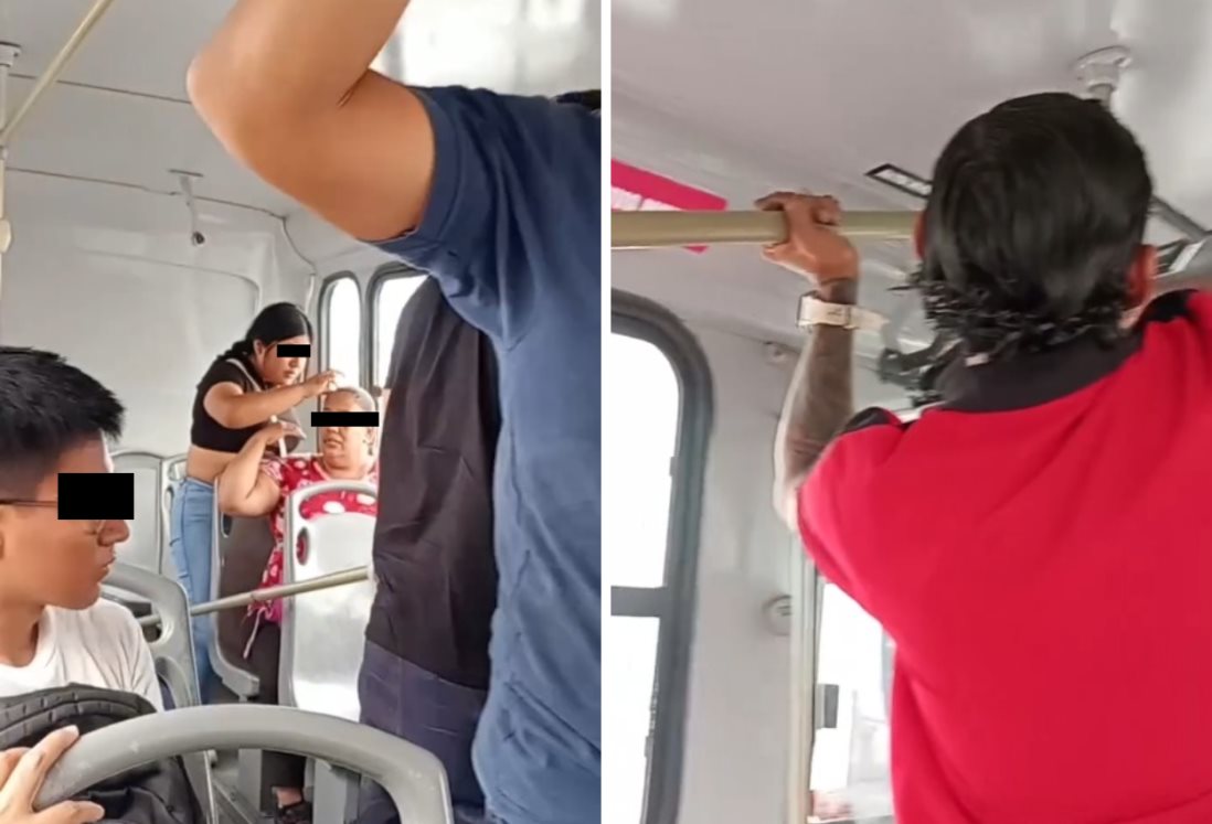 Cae pasamanos de camión urbano y golpea cabeza de pasajera en Veracruz | VIDEO