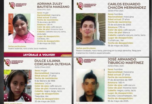 Reportan a 4 personas desaparecidas en la región centro; entre ellos, una menor