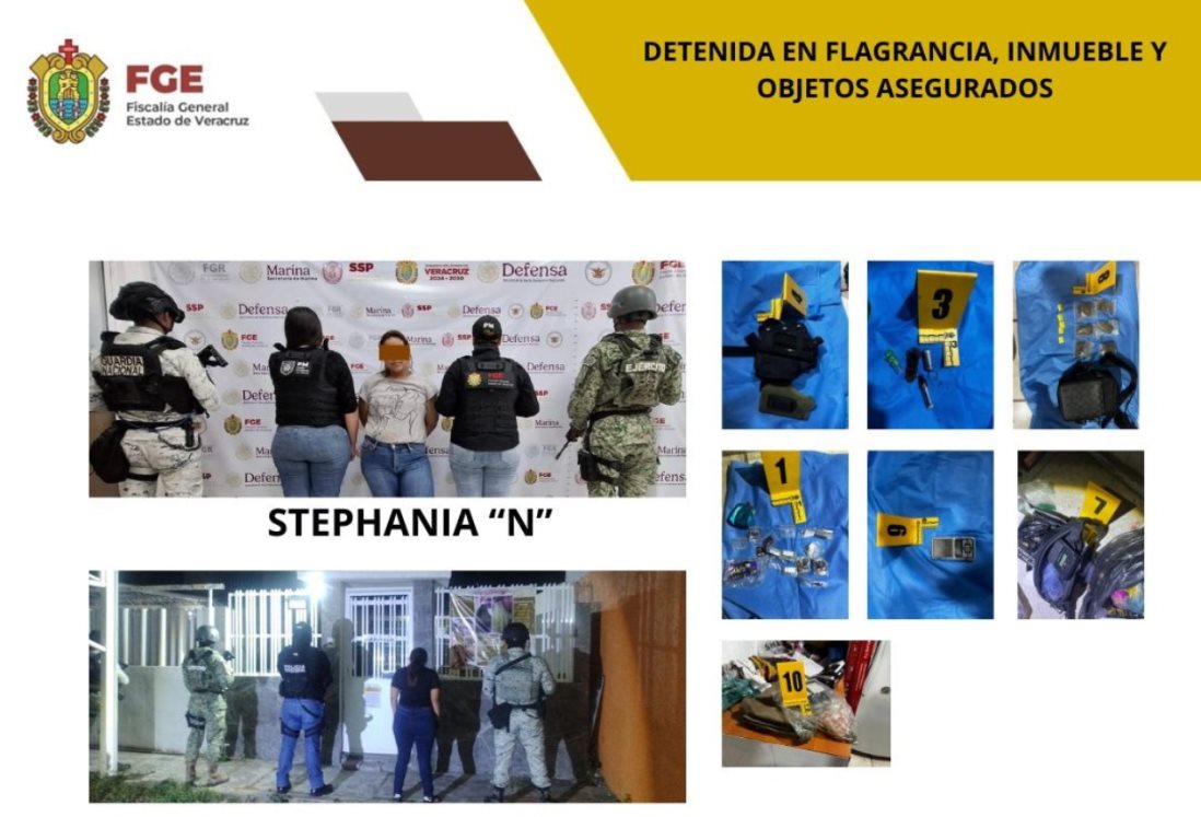 Detienen a mujer y aseguran objetos durante un cateo realizado en la ciudad de Veracruz