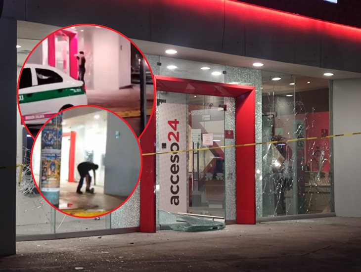 Borracho causa destrozos en sucursal de banco Banorte en Xalapa; ¡intentó huir! (+Video)