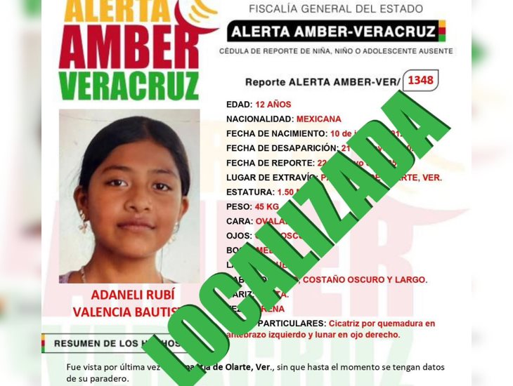 Localizan con vida a menor de 12 años que desapareció en Papantla