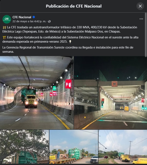 Enorme equipo de CFE llama la atención a su paso por el Túnel Sumergido: este fue su destino l FOTOS