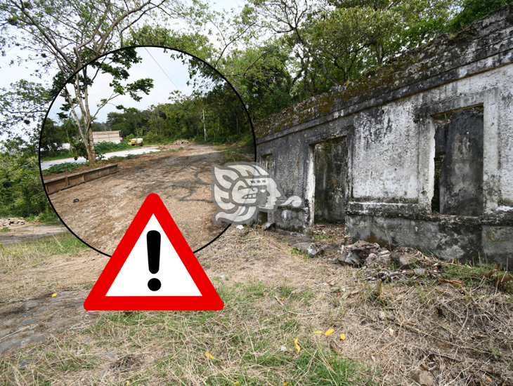 Antigua estación de ferrocarril de Zimpizahua, en peligro de daños por obra cercana