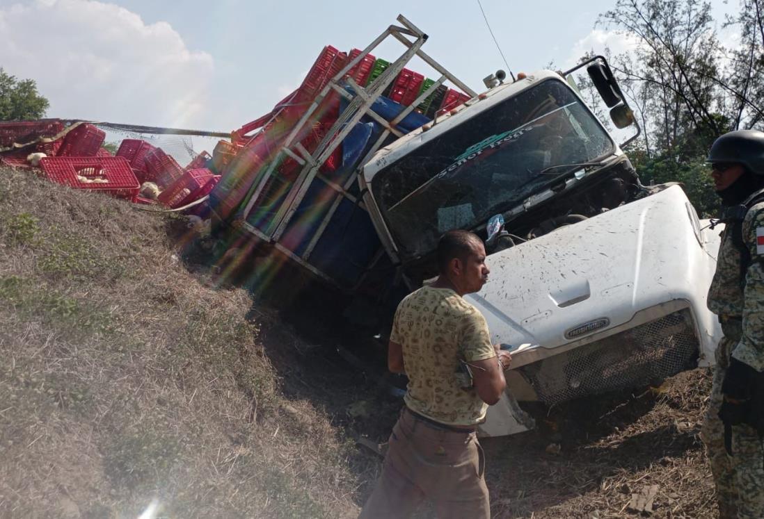 Vuelca tráiler cargado con toneladas de pollos vivos en autopista Córdoba - Veracruz