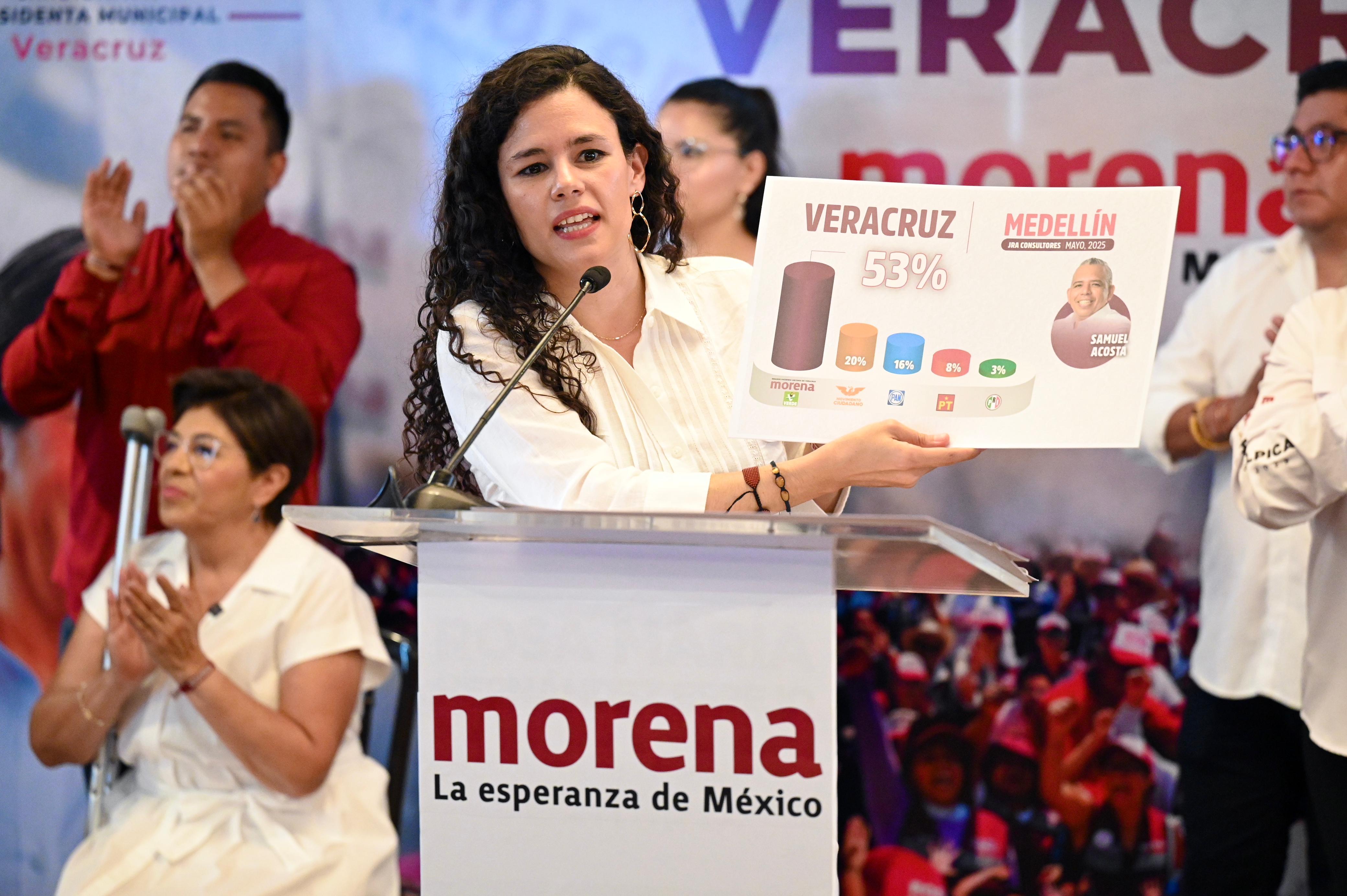 Luisa María Alcalde garantiza triunfo de los candidatos de Morena en elecciones de Veracruz | VIDEO