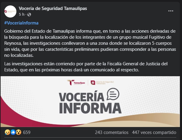 Grupo Fugitivo: Cuerpos encontrados en Reynosa pertenecen a los integrantes de la banda