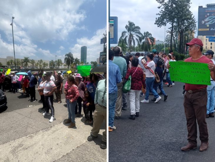 Bloquean carretera frente a la SEV en Xalapa; se desata caos vial (+VIDEO)