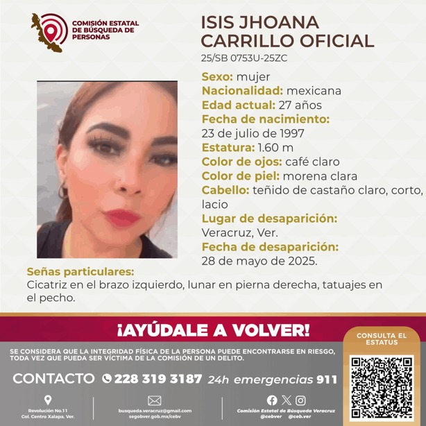 Buscan a Isis Jhoana, desaparecida en la ciudad de Veracruz