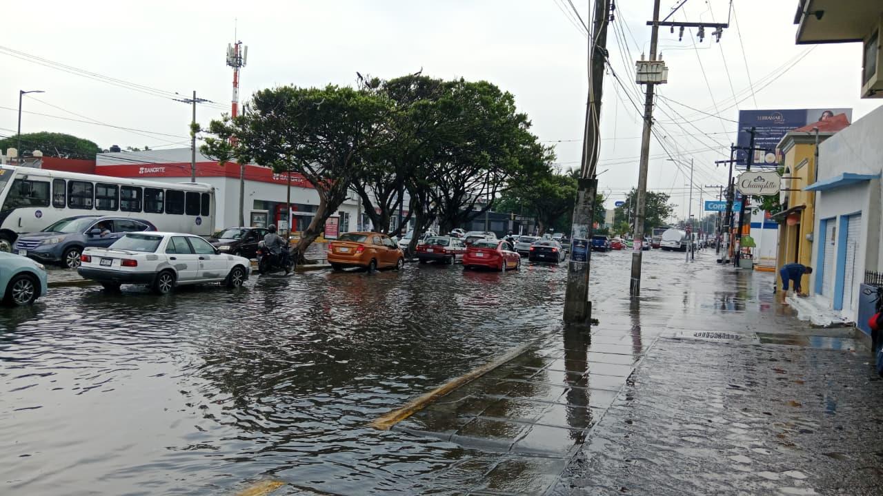 Caos vial por vehículos varados en calles inundadas en Veracruz y Boca del Río