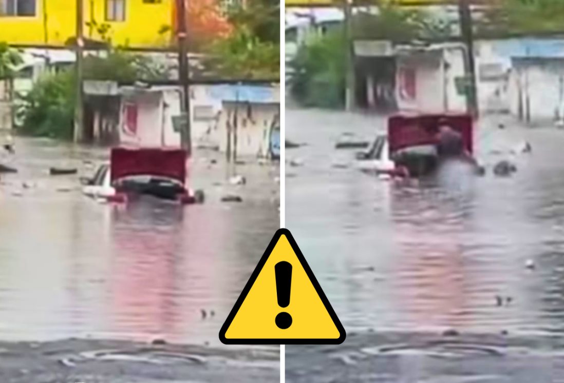 Inundaciones sorprenden a taxistas de Veracruz tras intensas lluvias