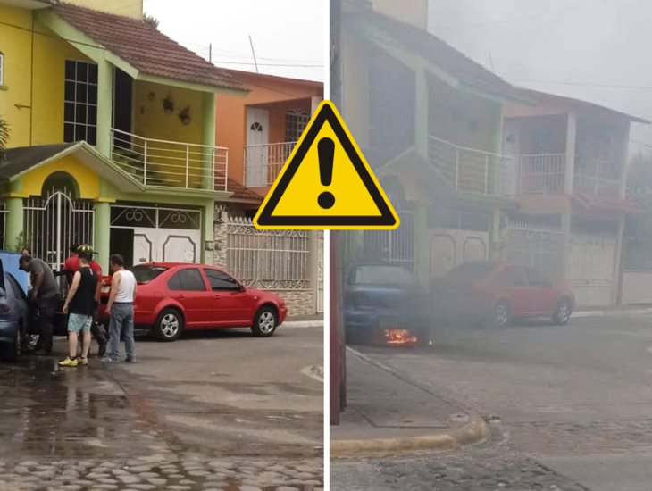 ¡Que susto! se incendia auto en la colonia Villas de la Llave en Fortín
